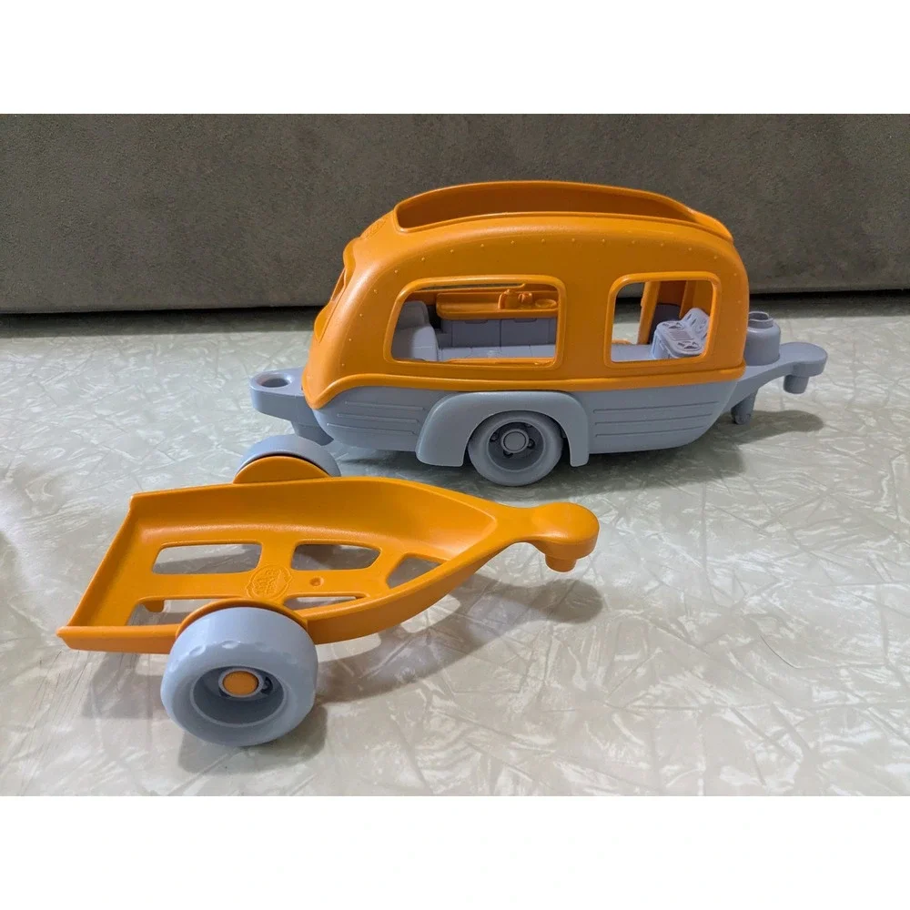 Green Toys RV Camper Set Blue Truck Orange Trailer Recycled Plastic Toy